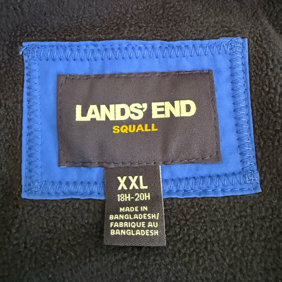 Lands End Squall Jacket Boys Husky XXL 18H-20H Blue Navy Fleece Lined Waterproof - Picture 9 of 15